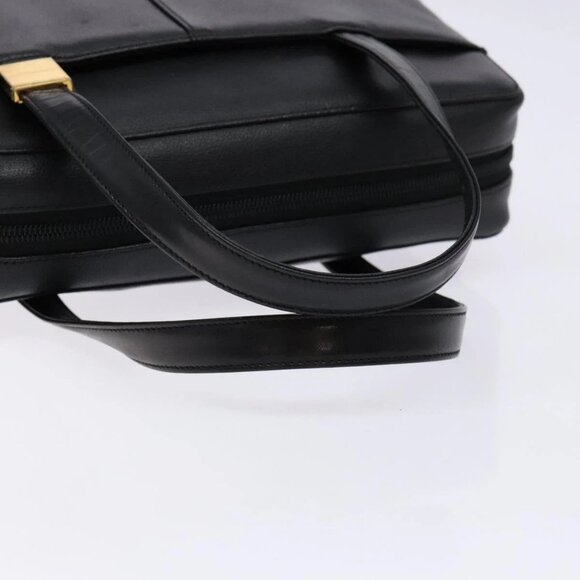 BURBERRY Hand Bag Leather Black Gold Auth - Picture 7 of 16